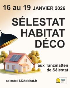 Affiche événement Sélestat Habitat Déco avec maison et Perspective Façades